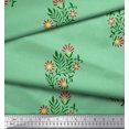thumbnail image 3 of Soimoi Polyester Crepe Fabric Leaves & Floral Block Printed Fabric 1 Yard 42 Inch Wide, 3 of 3