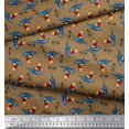 thumbnail image 2 of Soimoi Poly Georgette Fabric Text,Rugby Ball & Bird Cartoon Printed Craft Fabric by The Yard 52 Inch Wide, 2 of 3