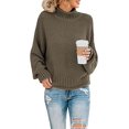 thumbnail image 1 of Womens Pulls à Col Roulé Pull à Manches Longues en Vrac Pull en Tricot Chunky, 1 of 7