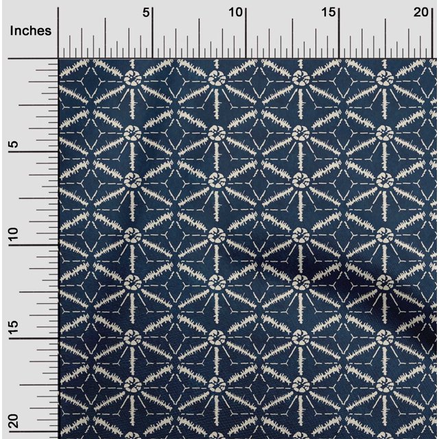 oneOone Cotton Poplin Fabric Geometric Kasuri Decor Fabric Printed BTY 42 Inch Wide