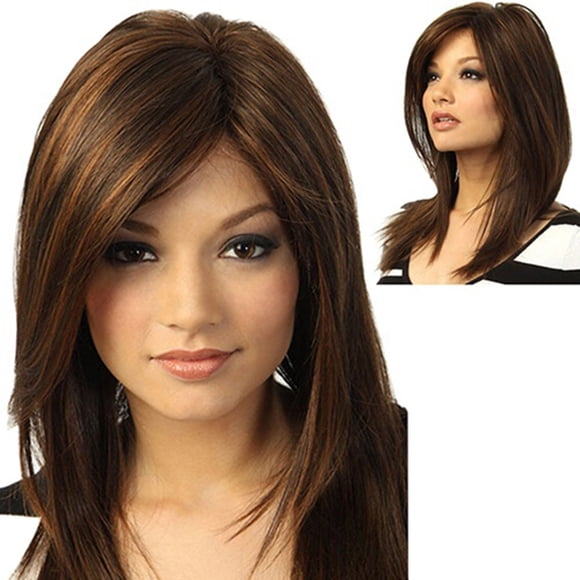 Long Straight Wig For Women Synthetic Full Wig Natural Brown Long Hair Wig 50cm/19.68 Inch Straight Hair Full Wig Adjustable Cap Soft Touch Long Wig For Daily Wear Makeup Organizers