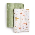 thumbnail image 2 of Couvertures à Emmailloter en Mousseline de Coton - Aden + Anais, vert, 2 of 6