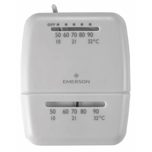 White Thermostat Mural Rodger M30 Simple Étage; Résistant à la Chaleur; Non Programmable; Petit Mécanique; Sans Mercure; 3-1/2 Pouces x 2-1/2 Pouces x 1-1/2 Pouces; 24 Volts; Blanc