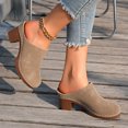 thumbnail image 3 of Women's Comfortable Slip On Chunky Heel Dressy Sandals Retro Suede Mules Open Back Non Slip Walking Clogs Red Size 9.5, 3 of 8