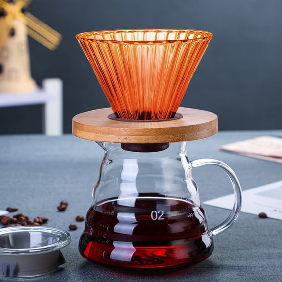 JMYHOAM Kitchen Gadgets Coffee Filter Coffee Colored Glass Filter Mug Portable Glass Hand Brewed Coffee Filter Mug Drip Reusable Filter Removable Wooden Base Home and Kitchen on Clearance