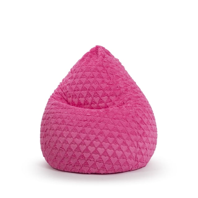 Gouchee Home Coeurs Moelleux TG Rose en Fausse Fourrure Bean Bag Chair avec un Motif de Cœur Doux et une Coquille en Fausse Fourrure Pelucheuse, Rempli de Billes de Polystyrène Haute Densité pour un Soutien Malléable, Siège Léger et portable Idéal pour les Chambres d'Enfants, les Résidences Étudiantes Ou les Salles de Jeux.