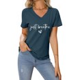 thumbnail image 2 of LUOGENLI T-shirts pour Femme pour Femmes T-Shirt Décontracté de la Saint-Valentin à Imprimé Cœur Lettre Col Rond Manches Courtes T-Shirt T-shirts pour Femmes T-Shirt Graphique Saint-Patrick Marine TTTG, 2 of 4