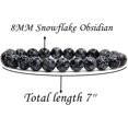 thumbnail image 2 of Bracelet Extensible en Perles Rondes de 8 mm avec Flocon de Neige Naturel et Obsidienne 7 Pouces, 2 of 5