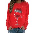 thumbnail image 1 of Pisexur Chandail en Molleton de Noël pour Femmes Sans Capuche Imprimé Graphique Vacances Col Rond Chandail en Molleton Ample Surdimensionné Automne Mode Décontracté Chandail-Over Manches Longues pour Femmes, 1 of 4