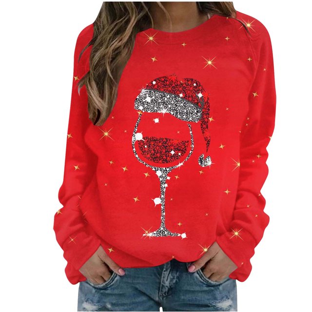 Pisexur Chandail en Molleton de Noël pour Femmes Sans Capuche Imprimé Graphique Vacances Col Rond Chandail en Molleton Ample Surdimensionné Automne Mode Décontracté Chandail-Over Manches Longues pour Femmes
