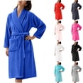 thumbnail image 4 of Women's Robe Fleece Plush Soft Fluffy Fuzzy Cozy Winter Warm Lightweight Kimono Robes Knee Length Bathrobe, 4 of 4