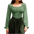 thumbnail image 1 of tarylea Tops for Women Trendy Square Neck Long Lantern Sleeve Blouse Solid Color Slim Fitted Ruffled Crop Tops Casual Dressy Tops, 1 of 9