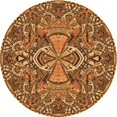 thumbnail image 1 of Ahgly Company Tapis d'Intérieur Ronds Transitionnels Orange Lavables à la Machine, 6 Pieds Rond, 1 of 7