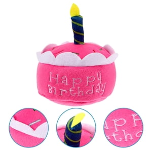 LABELEPH 1Set Pink Plush Pet Dog Cake Toy for Dog Owners and Birthday Celebrations