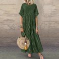 thumbnail image 2 of Robe Décontractée pour Femmes Grande Taille à Col Rond, Manches Courtes, à Pois Peints, 2 of 9