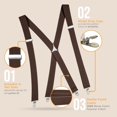 thumbnail image 3 of Mens Elastic X-Back Adjustable Straight Clip On Suspenders - Brown (Regular 46" Long), 3 of 4