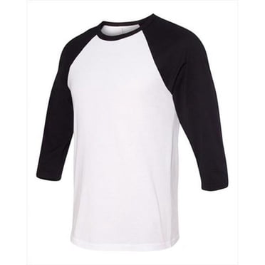 Bella-Canvas C3200 Unisex 0.75 Sleeve Baseball Tee - White & Black, Large