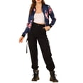 thumbnail image 2 of INSPIRE CHIC Blouson Bomber pour Femme Coupe Ajustée Léger à Fermeture Éclair Bleu Foncé S, 2 of 7