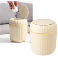 thumbnail image 1 of ZTTD Mini Desktop Trash Can, Press-Type Countertop Wastebasket with Lid, Small Plastic Garbage Can for Bathroom Bedroom Living Room Dressing Table(Yellow), 1 of 9