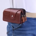 thumbnail image 2 of Men PU Leather Waterproof Waist Bag Mobile Phone Belt Pouch Wallet (Coffee), 2 of 9