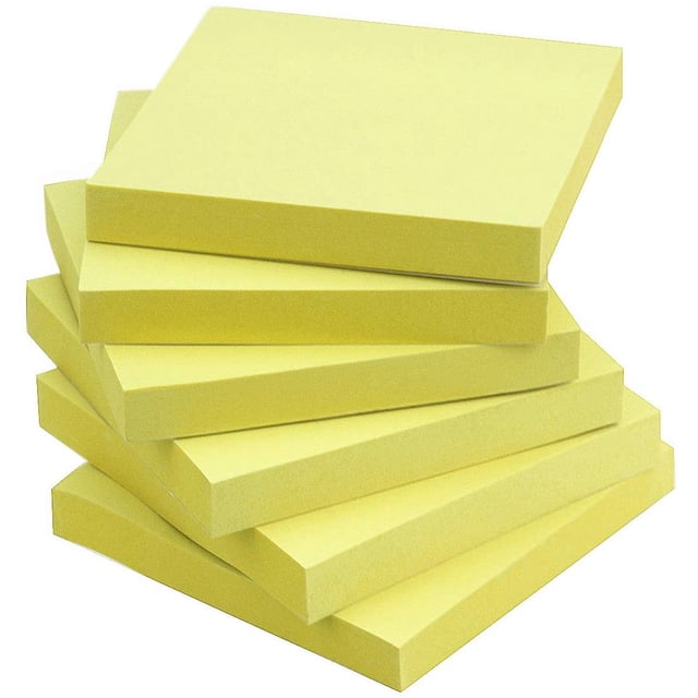 Notes Autocollantes 3x3 Notes Autocollantes Couleur Jaune 6 Blocs, 100 Feuilles/bloc