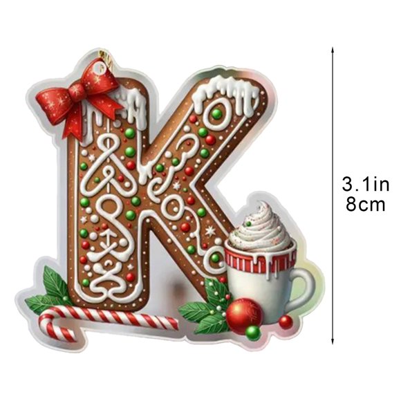 Christmas Tree Ornaments 26-Letter Acrylic Alphabet Pendant Decoration 8 cm Personalized DIY Hanging Ornament for Tree or Home Decor