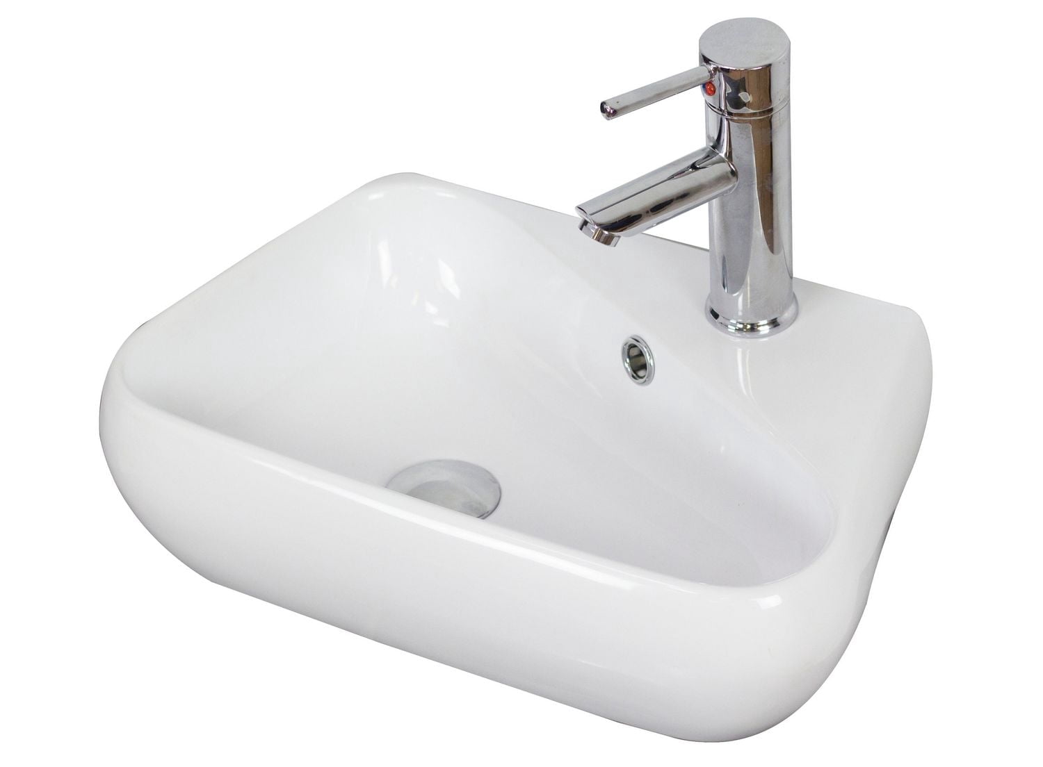 17.5-in. W Wall Mount White Bathroom Vessel Sink Set For 1 Hole Right Faucet AI-26301