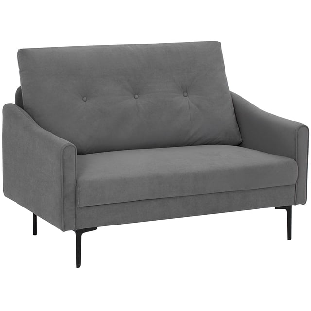 HOMCOM 2 Seater Sofa, Upholstered Loveseat with Button Tufted, Grey