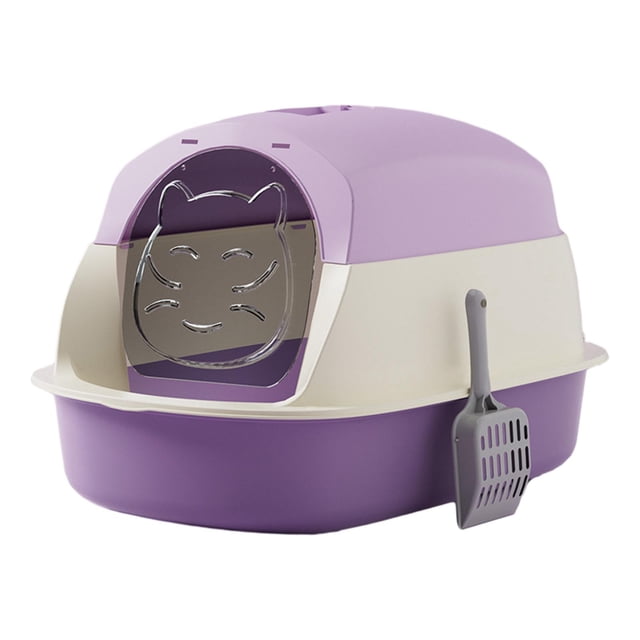 Milaget Hooded Cat Litter Boxes with Lid, Pet Litter Boxes with Lid, Fully Enclosed Cat Violet