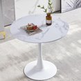 thumbnail image 2 of Velets Tulip Mid Century Modern Dining Table/Coffee Table with Round Top & Pedestal Base, Functional Table for Dining & Living Room - Perfect for Breakfast Nooks & Kitchens (White- Marble Top, 36"), 2 of 3