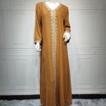 thumbnail image 4 of Robe Abaya Musulmane Femme, Caftan à Col en V, Robe de Prière Islamique, Robe Brodée Effet Bronzage, Robe Longue de Soirée pour les Fêtes, 4 of 6