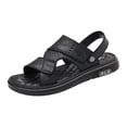 thumbnail image 4 of Slip on Sandals for Men Black Leather Trendy Slingback Work Slides Summer Shoes Beach Outdoor Slippers, 4 of 7