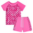 thumbnail image 3 of Girls Rash Guard 2-Piece Swimwear Fish Scale Pattern Swimwear Upf 50+ Uv for 4-12Y, 3 of 6