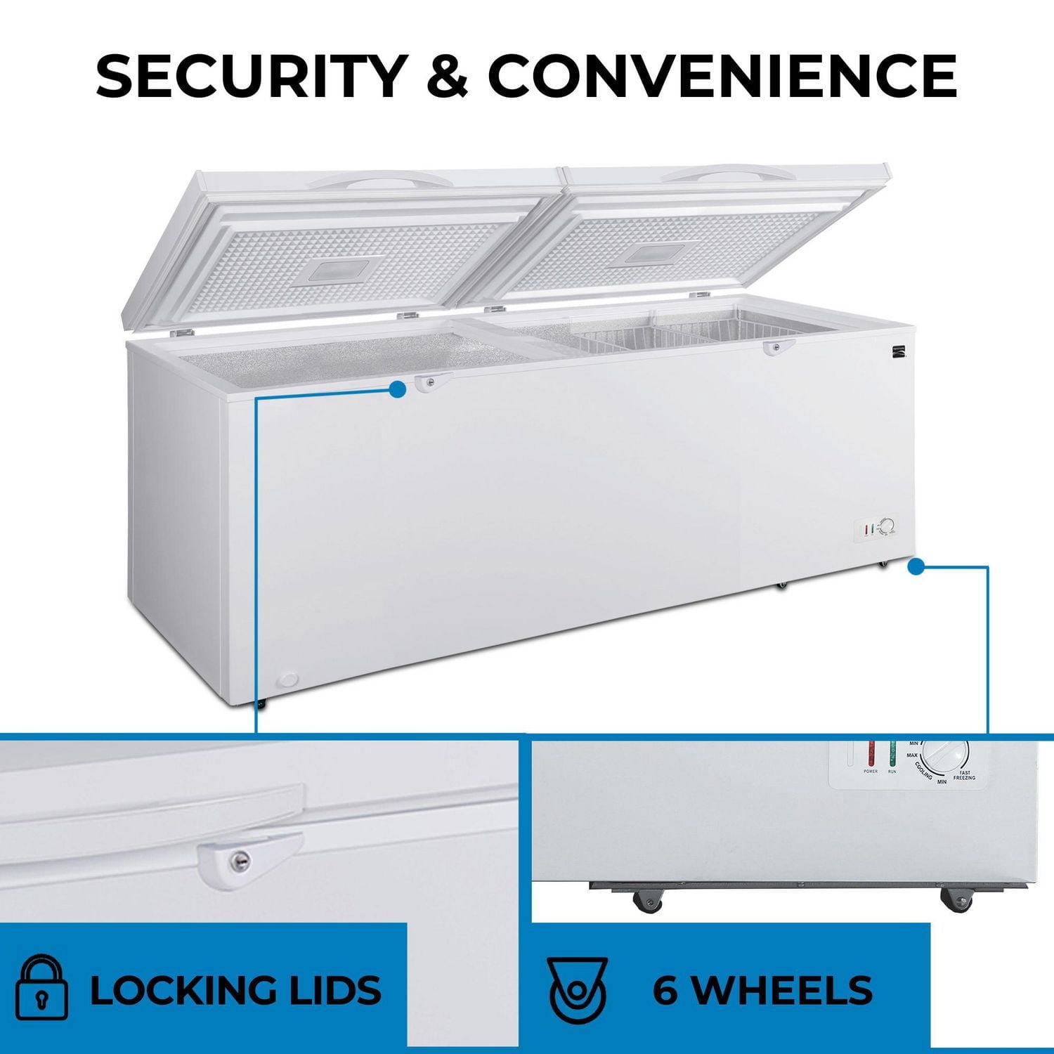 Kenmore Congélateur/Réfrigérateur Coffre Convertible 25 pi³, 710L, E-STAR, Grande Capacité, Blanc, Congélateur Réfrigérateur à Double Fonction
