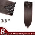 thumbnail image 2 of Extensions de Cheveux Synthétiques à Clip Complet 8 Pcs 18 Clips Postiche Long Bouclé Lisse, 2 of 5