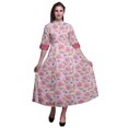 thumbnail image 1 of Bimba Robe Chemise Décontractée à Imprimé Floral pour Femme, Robe Évasée Mi-Mollet de Fête - Moyen, 1 of 5