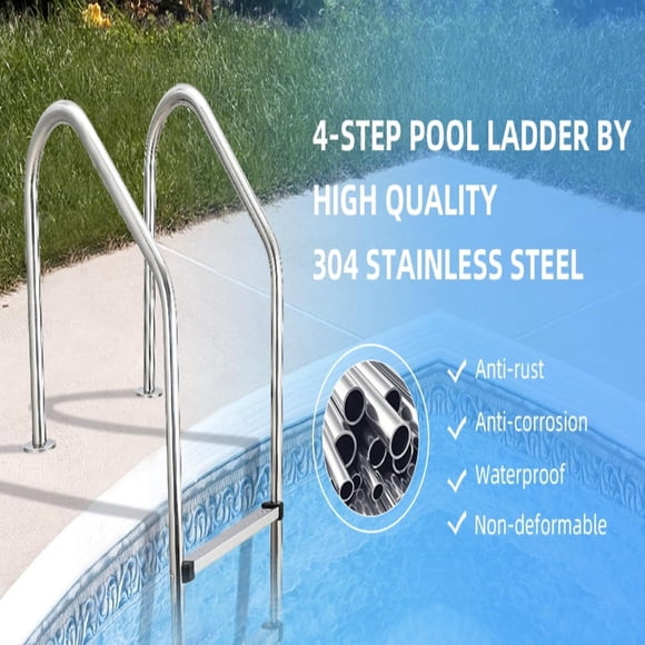 EDTara Marches de Piscine en Acier Inoxydable Robustes, Échelle de Piscine Antidérapante pour Fond Profond, Assemblage Facile, Capacité de Charge de 380 Lb - Parfaites pour les Piscines Intérieures/extérieures