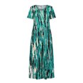 thumbnail image 4 of VEKDONE Liquidation 2025 Robe Longue Maxi Ample à Manches Courtes pour Femme Grande Taille Été Becah Décontractée Taille Empire Robe Fluide, Robes Hawaïennes pour Femmes, 4 of 7