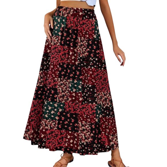 GPOECD Jupes Longues pour Femmes Jupe Élégante et Confortable pour le Quotidien et les Occasions Décontractées avec Coupe Design Polyvalent pour les Sorties Jupes pour Femmes Chic Décontracté Rouge,TG