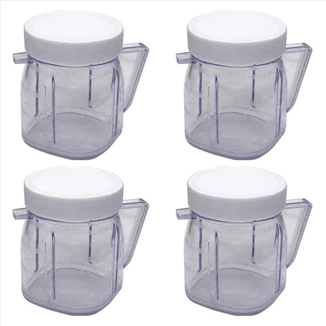 For Blender Replacement Parts, 4937 Mini Osterizer Blender Jar Accessory, Cup Mini Plastic Jars with Lids (4 Pack),4 x Mixing tank,Transparent