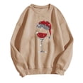 thumbnail image 4 of Amzcrzy Chandail de Noël pour Femmes Mode Manches Longues Col Rond T-Shirt Impression Verre de Vin Rouge Ample Grande Taille Chandail à Enfiler Hauts, 4 of 4