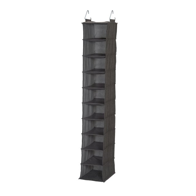 Household Essentials 66432 Linen 10 Shelf Hanging Shoe Organizer, Gray