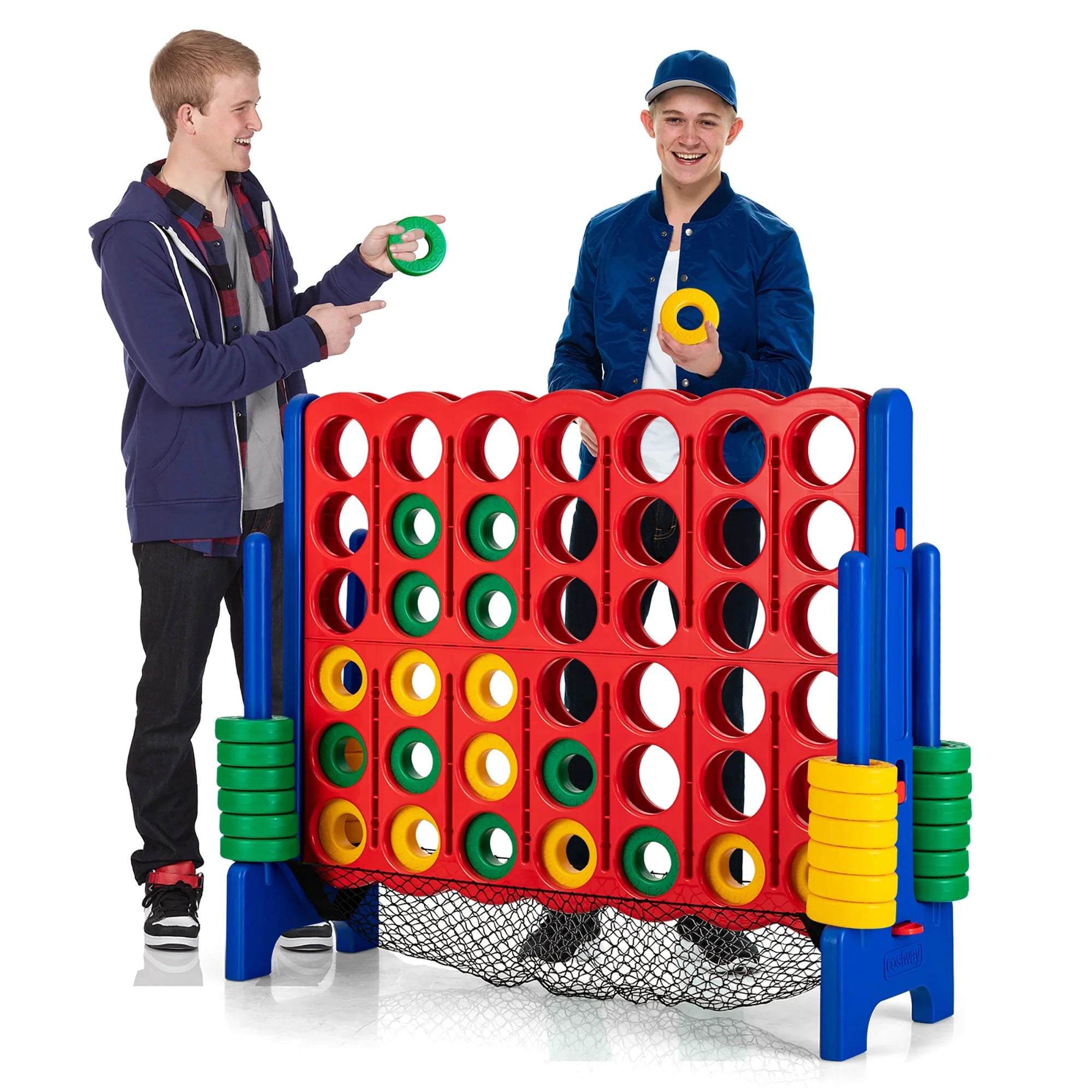 Giant Connect 4 Game Set – 4-in-a-Row with Quick-Release Levers & Mesh Pocket – Indoor/Outdoor Play
