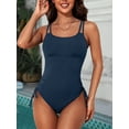 thumbnail image 4 of Womens Tummy Control One Piece Monokini Swimwear Side Tie Bath Suit Sexy Ribbed Swimsuit, 4 of 8