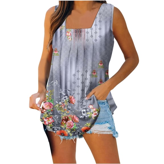 T Shirts for Women Fashion Womens Print Sleeveless Tops Comfortable Lightweight Vest T-Shirt T Shirt Print Machine