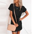 thumbnail image 1 of Gspmoly Robes d'Été pour Femmes, Robe Décontractée pour Femmes à la Mode Colorée à Col Rond avec Lien à Manches Courtes, Robes de Cocktail Économies, 1 of 3