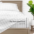 thumbnail image 4 of Bare Home Ultra-Soft Sheet Set - Premium 1800 Collection - Deep Pockets - 4-Pieces - King, Grid - White/Gray, 4 of 8