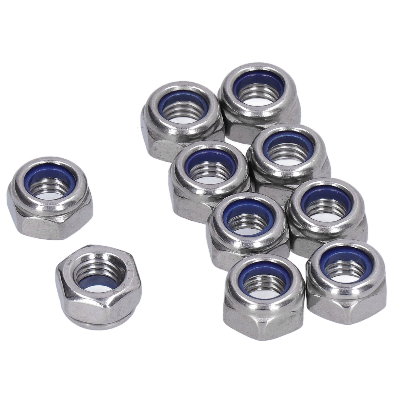 Locknut, A2-70 Stainless Steel Nylon Insert Lock Nut Durable Portable Easy Installation 100Pcs  For Maintenance M3,M4,M5,M6,M8,M10,M12