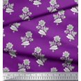 thumbnail image 3 of Soimoi Poly Georgette Fabric Leaves & Floral Block Printed Fabric 1 Yard 42 Inch Wide, 3 of 3