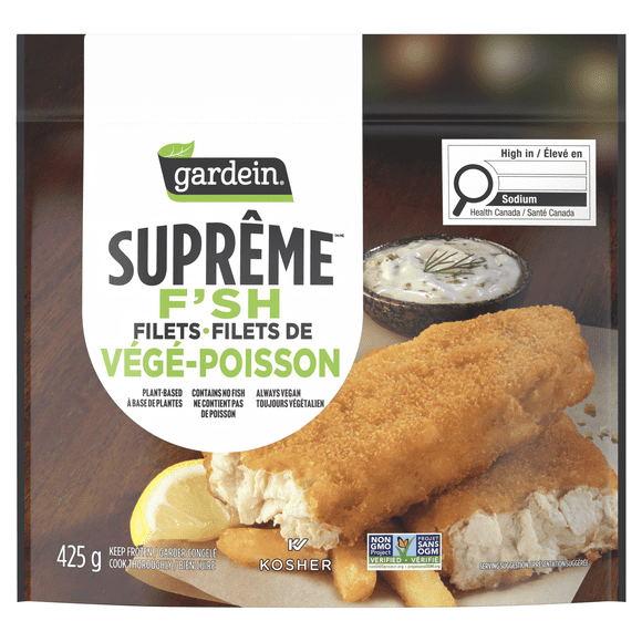 Gardein Suprême Surgelé F’sh Filets Panés, À savourer au Dîner ou au Repas À base de plantes, Végétalien 425g